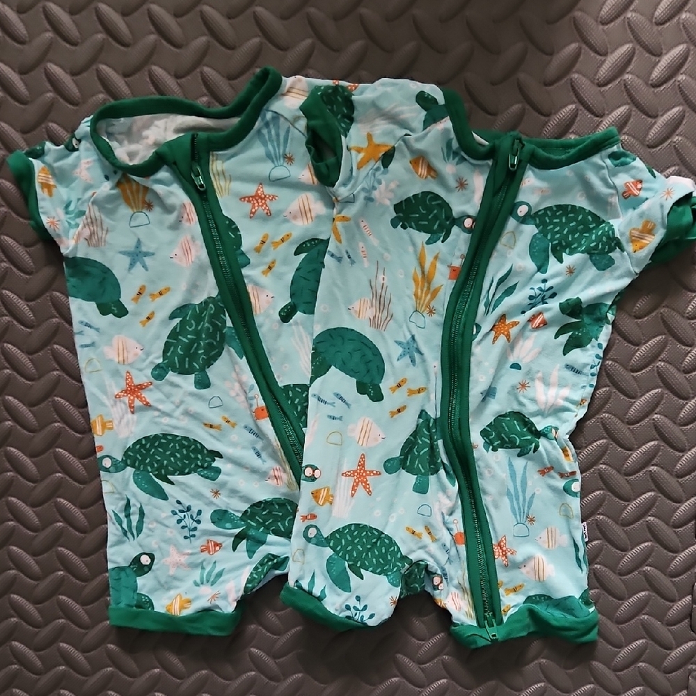 Green and Blue Baby Romper with Sea Life Print